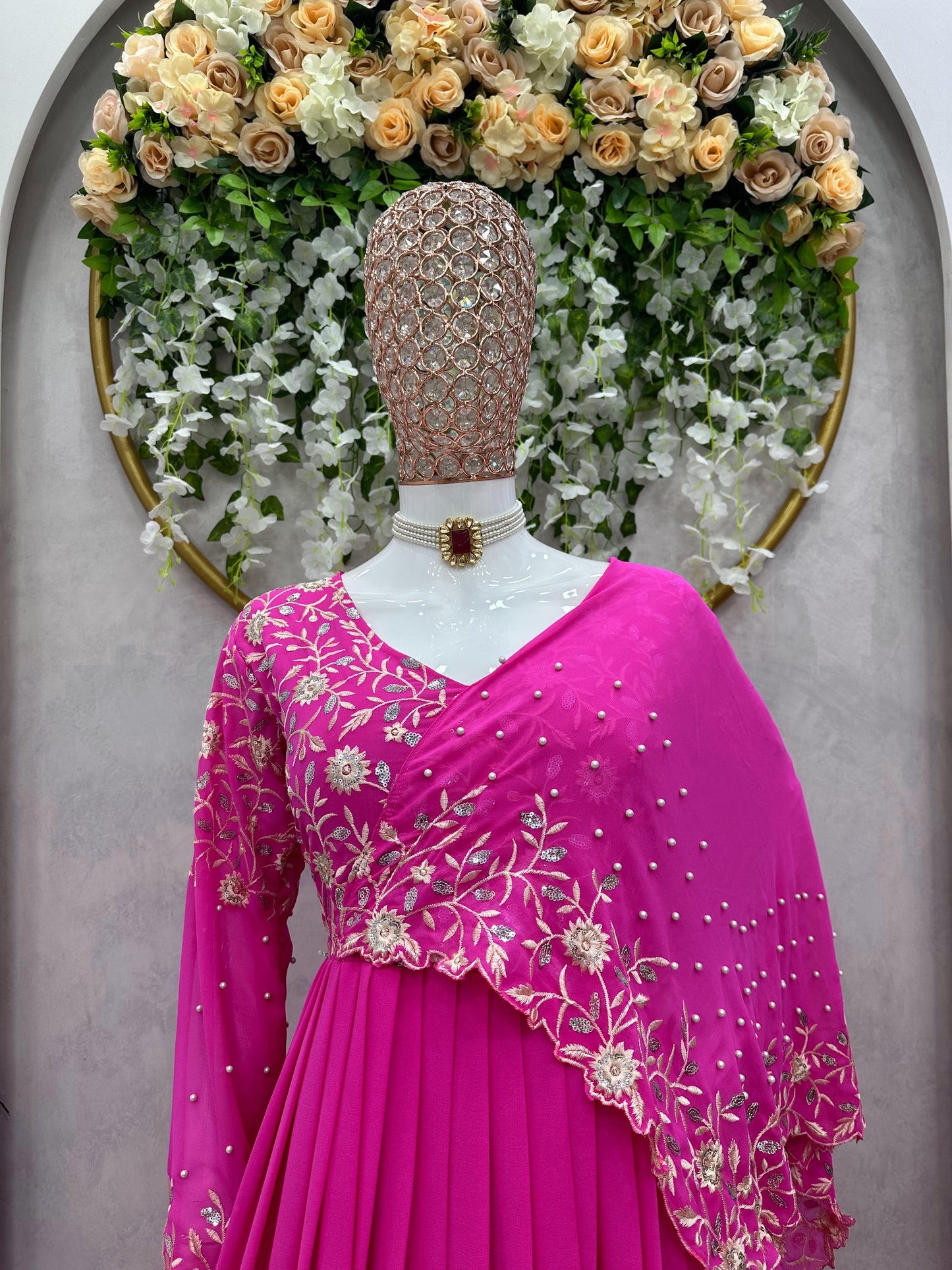 Half Cape Anarkali Gown