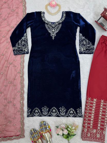 Velvet Kurta Set