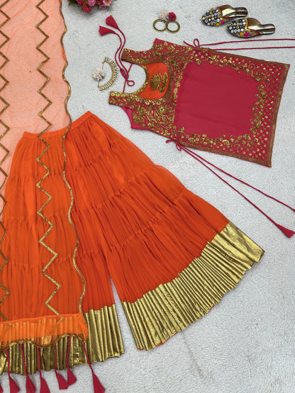 Thread and Sequins Work Sharara Set