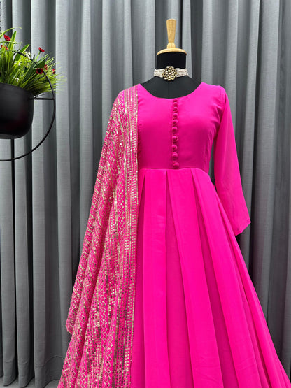 Anarkali Dress with Sequins Work Dupatta