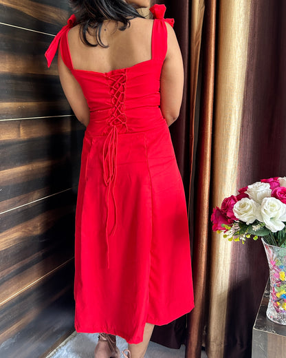 Shoulder Knot Side Slit Dress