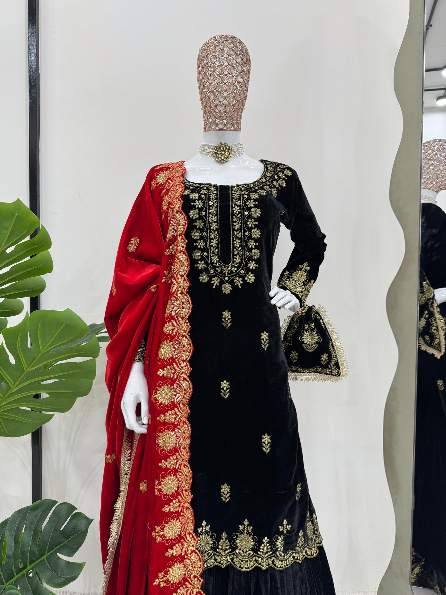 Velvet Sharara Set