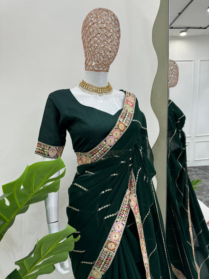 Sequins Work Georgette Saree