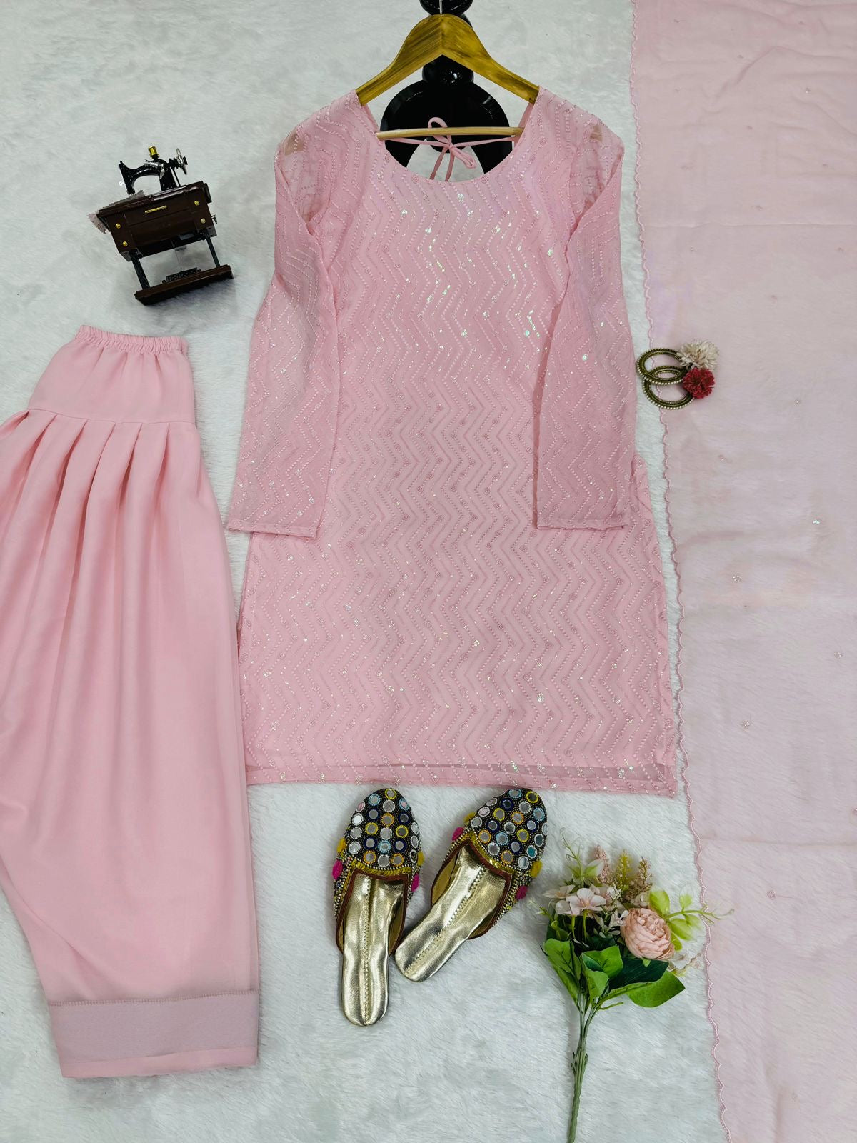 Baby Pink Patiala Suit