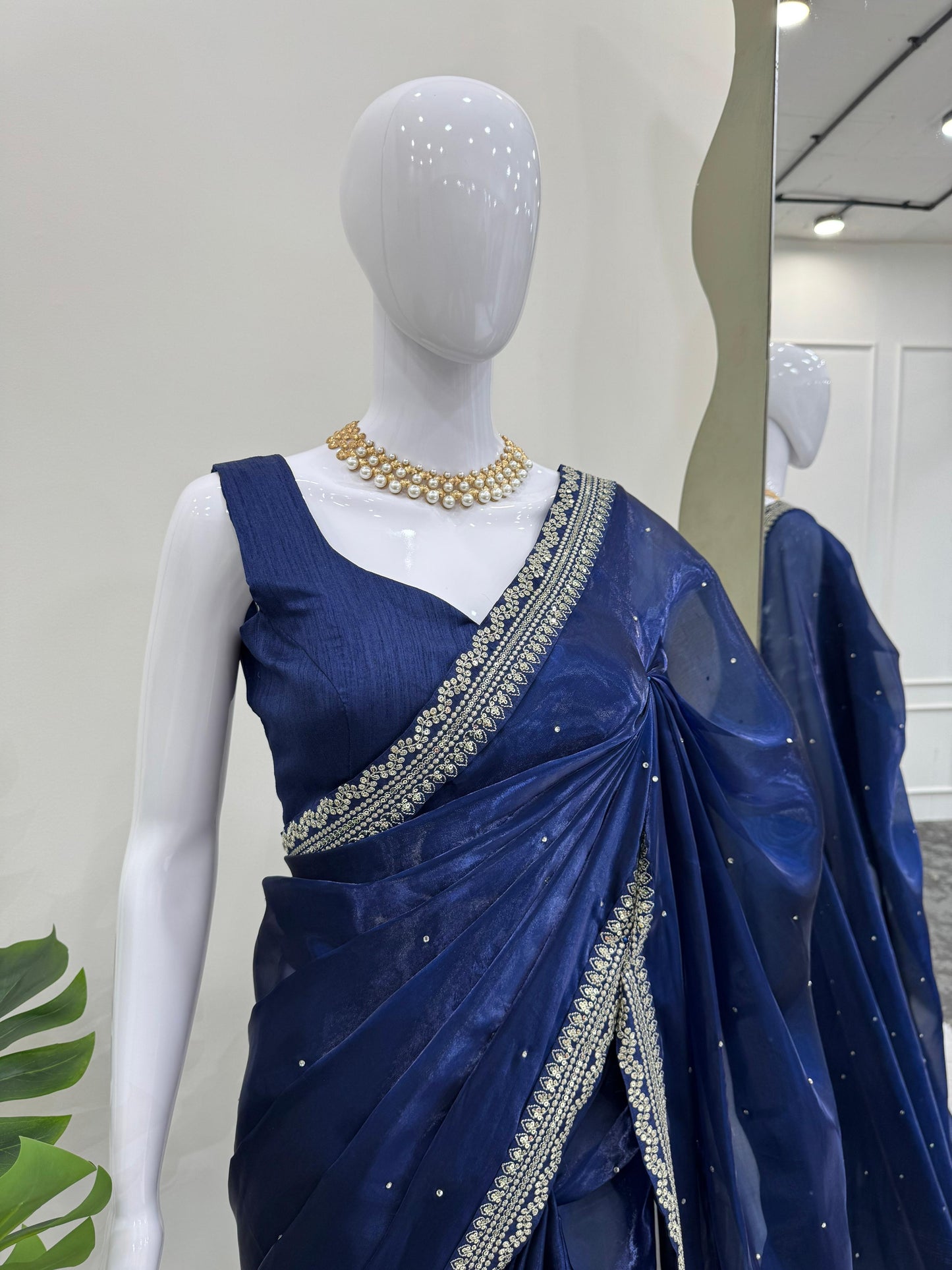 Royal Blue Organza Saree