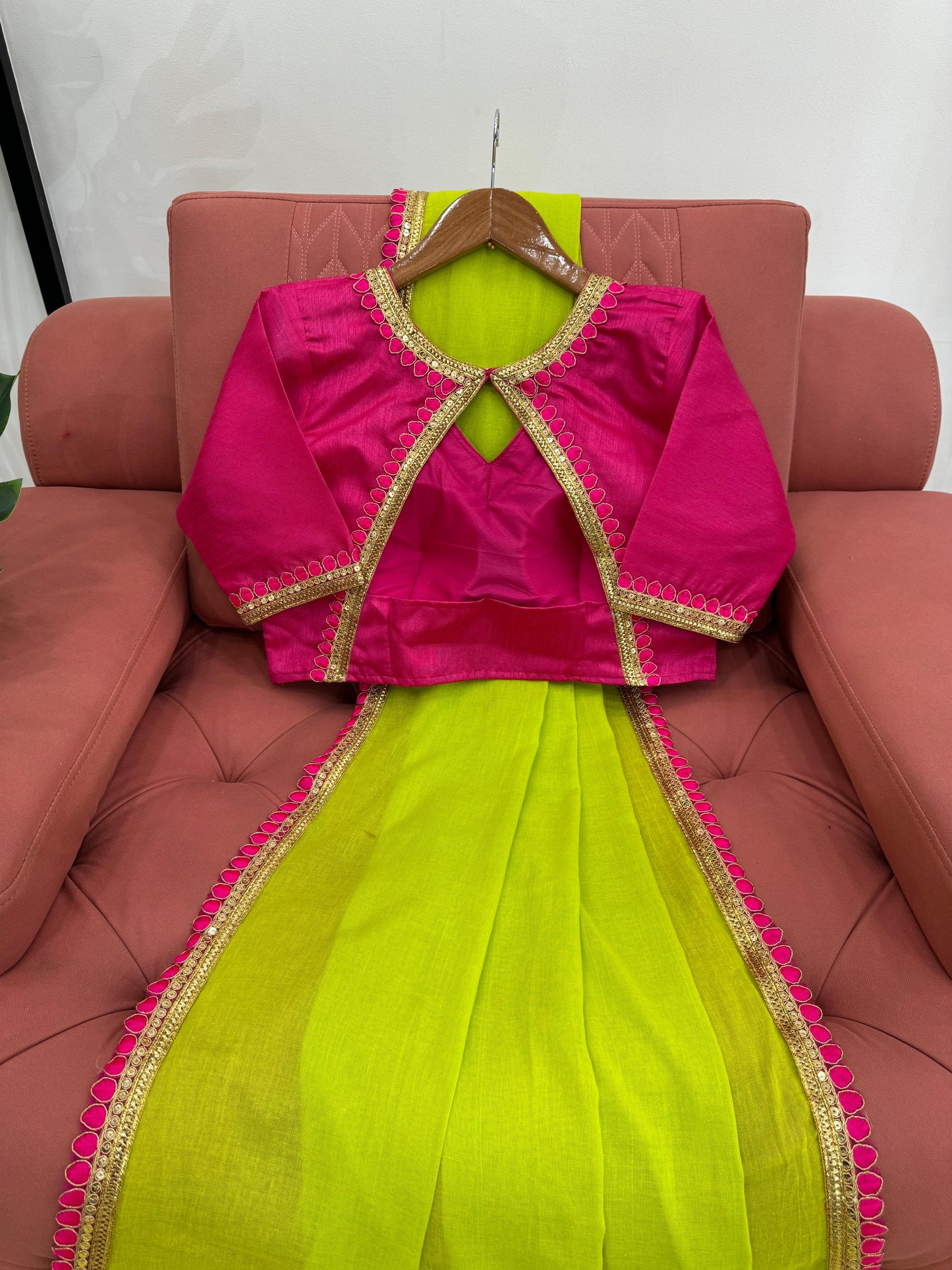 Neon Saree (Green and Pink)