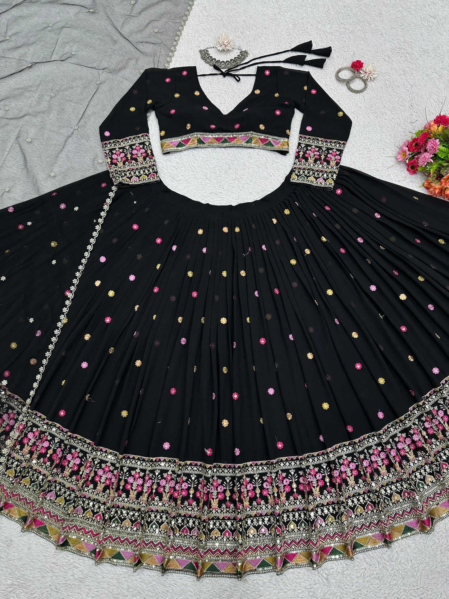 Designer Lehenga Set in Black