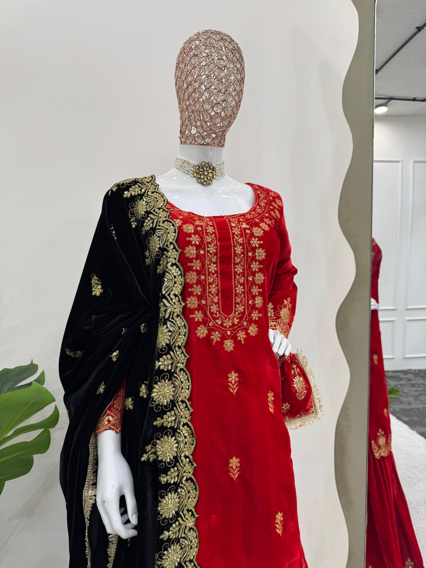 Velvet Sharara Set