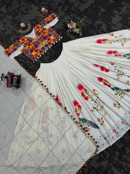 Navratri Special Digital Print and Thread Work Lehenga Set