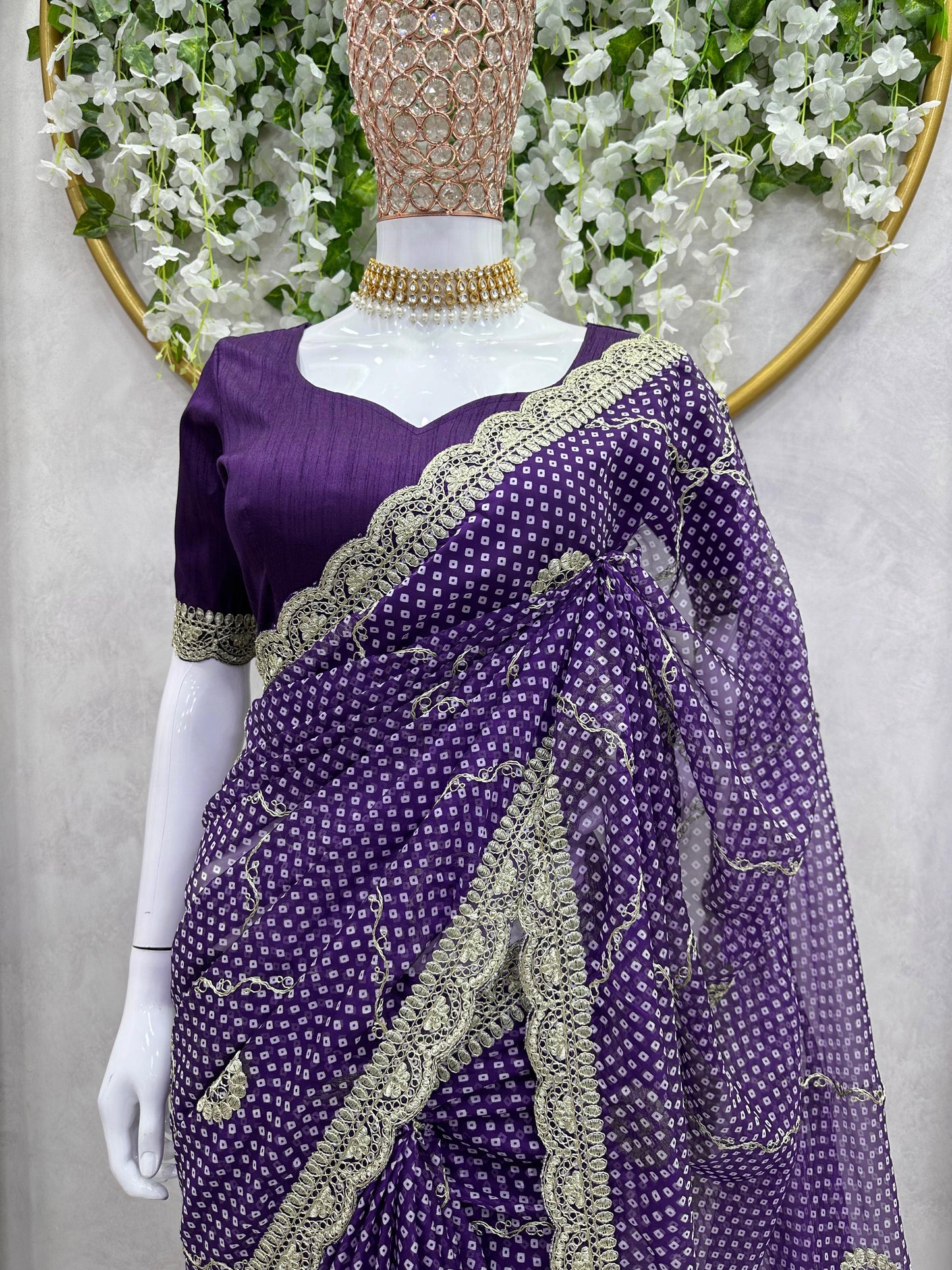 Lace Work Silk Saree