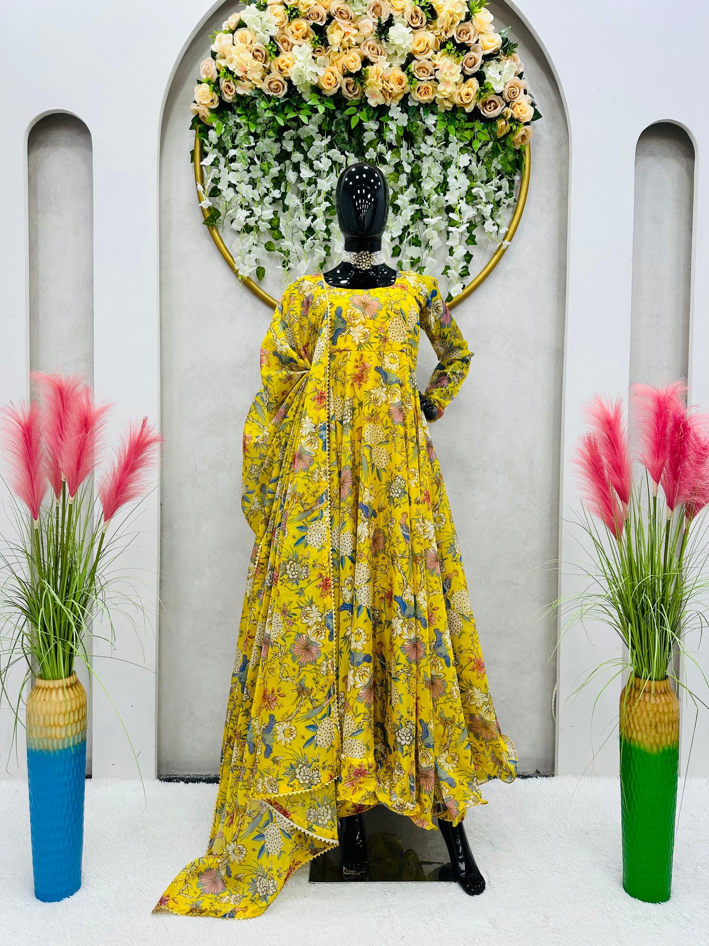 Haldi Special Floral Anarkali Set