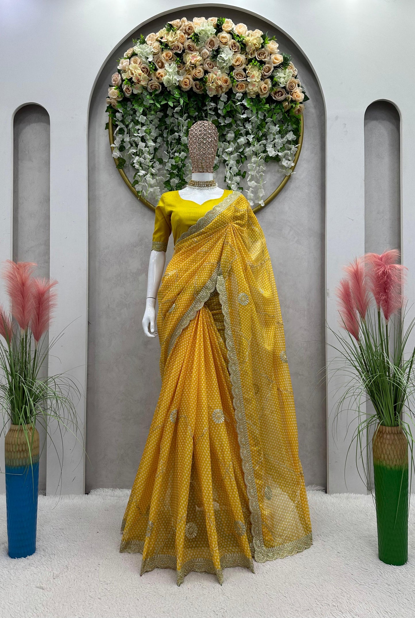 Lace Work Silk Saree