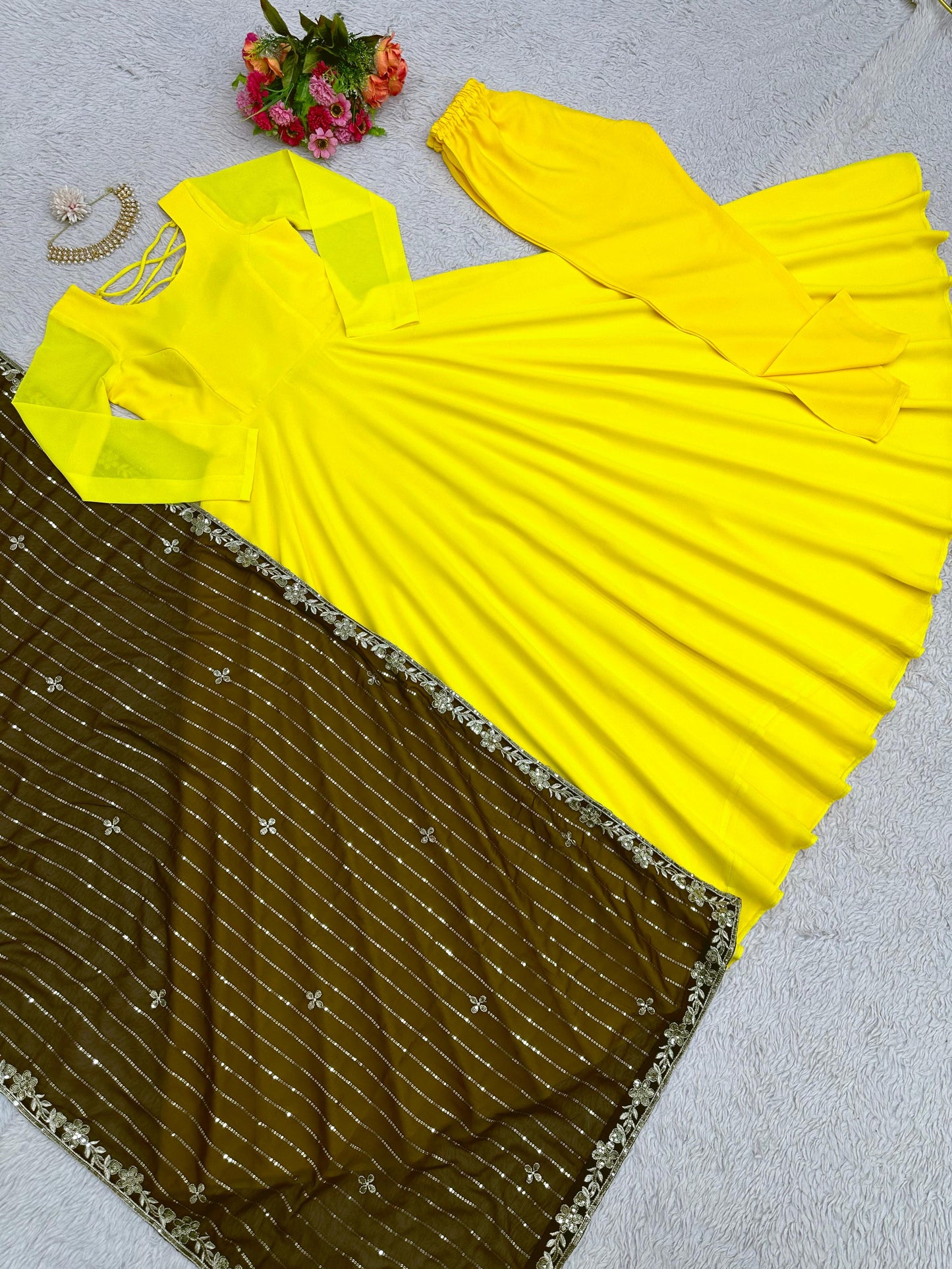 Yellow Anarkali Set