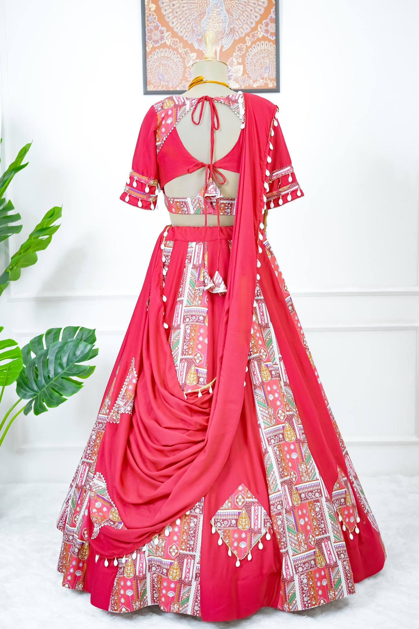 Navratri Special Mashup Lehenga Set - Red