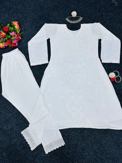 Thread Work Rayon Kurta Set