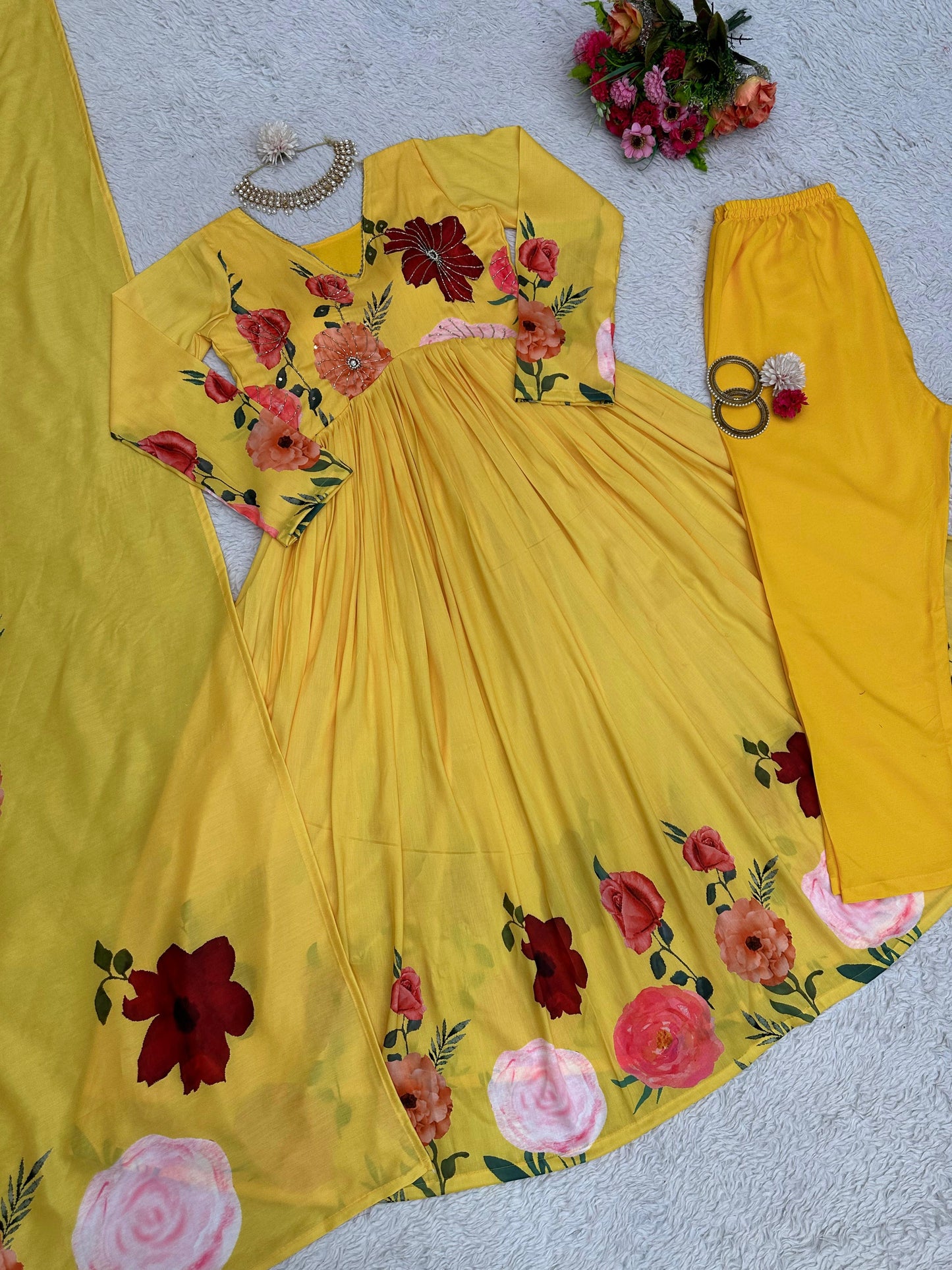 Haldi Special Alia Cut Anarkali Set