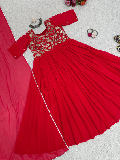 Thread Work Anarkali with Dupatta