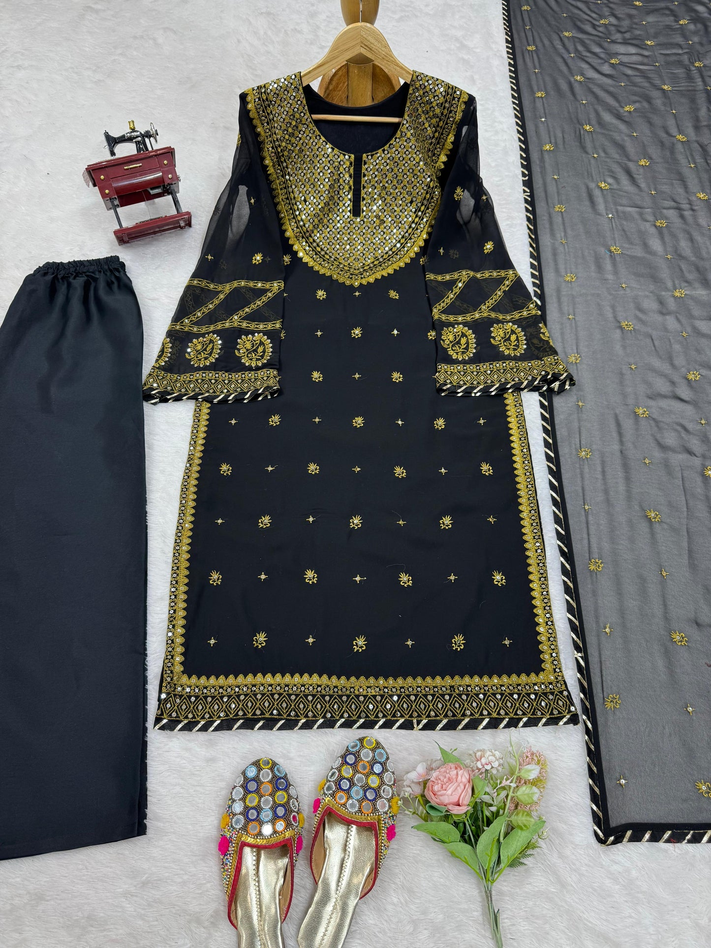 Sequins Work Kurta Set