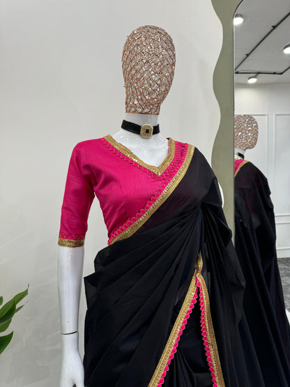 Neon Saree (Black and Pink)