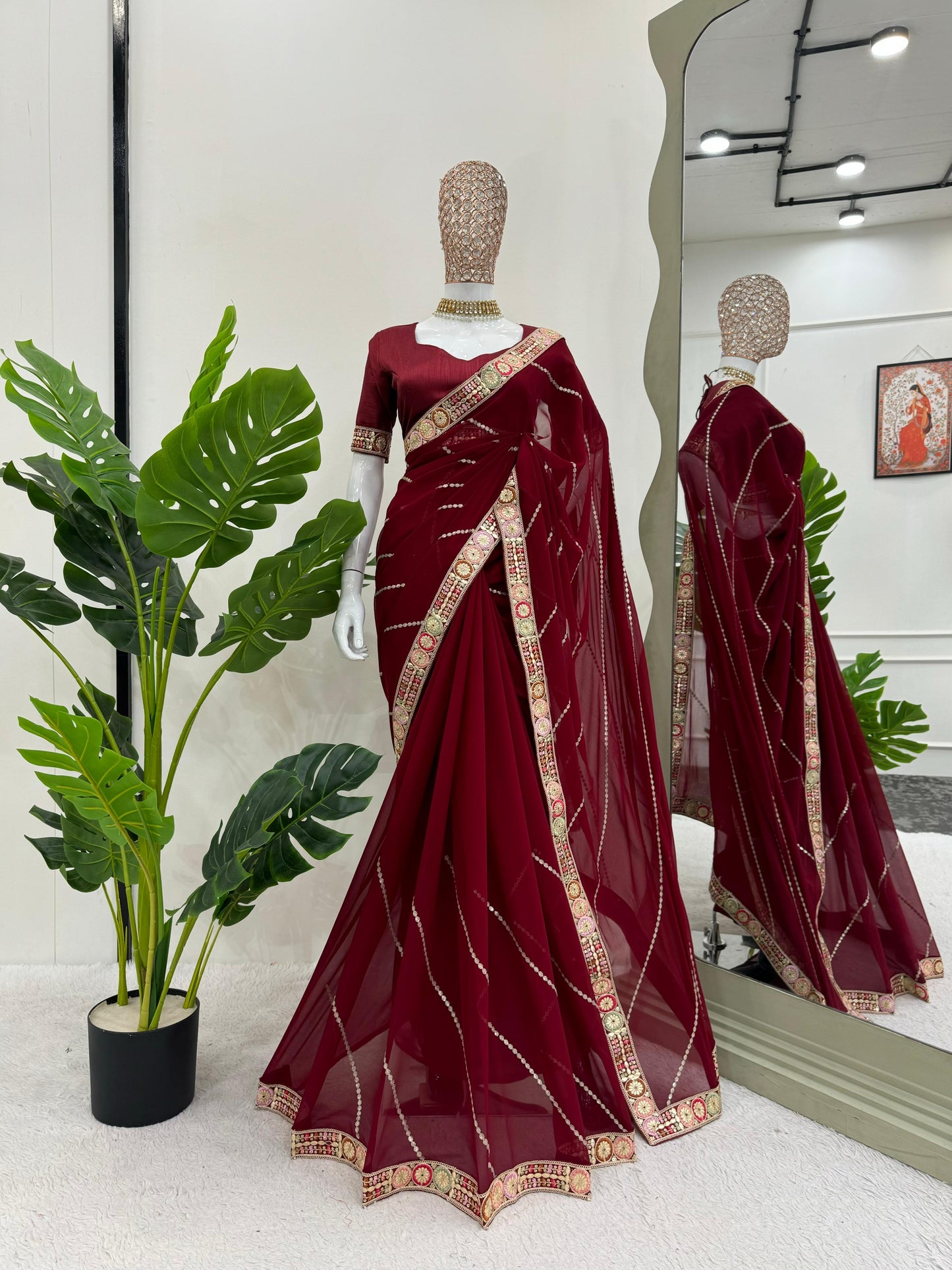 Sequins Work Georgette Saree