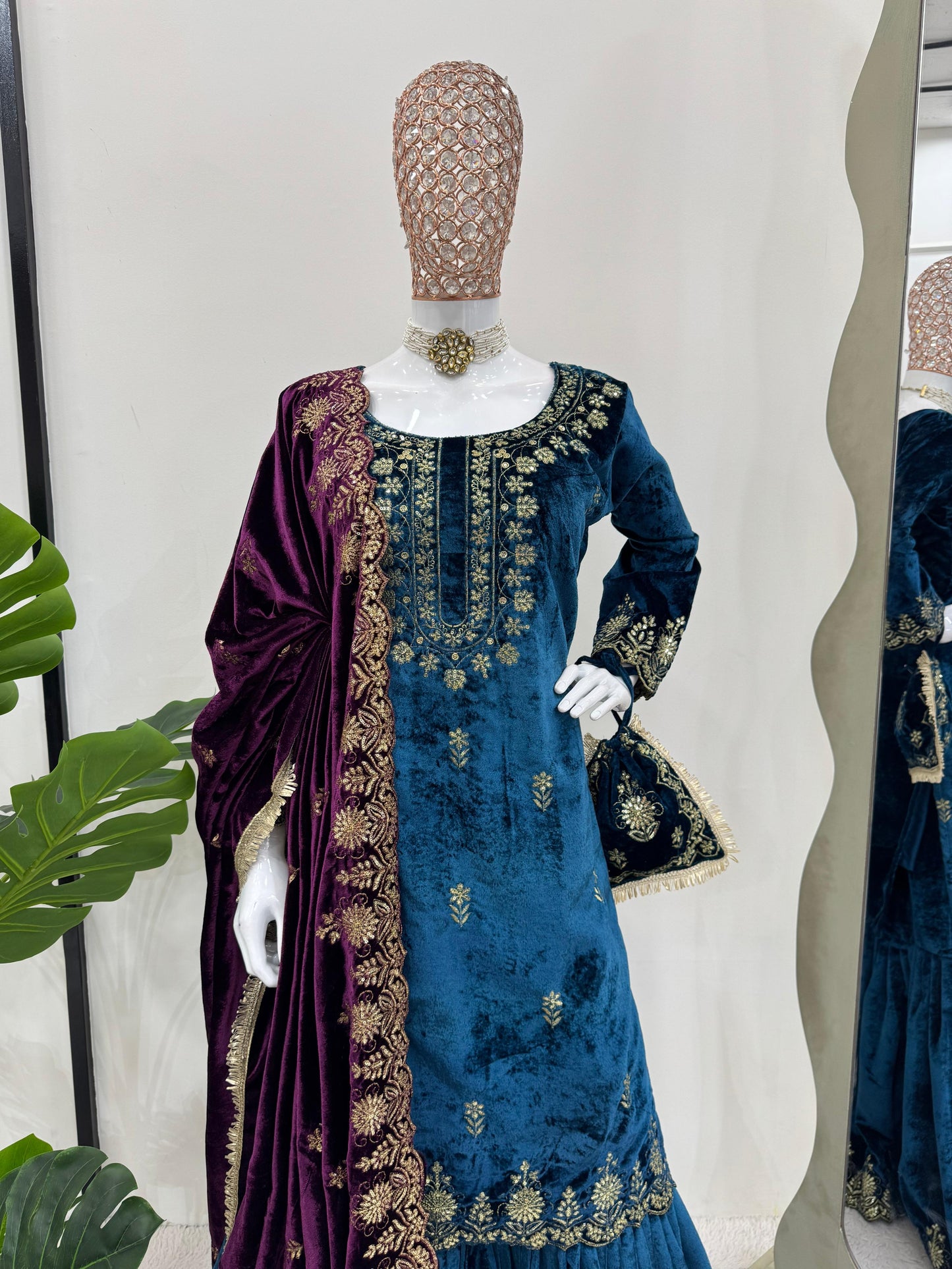 Velvet Sharara Set