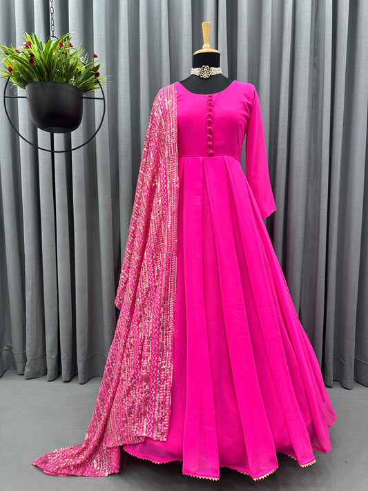 Anarkali Dress with Sequins Work Dupatta