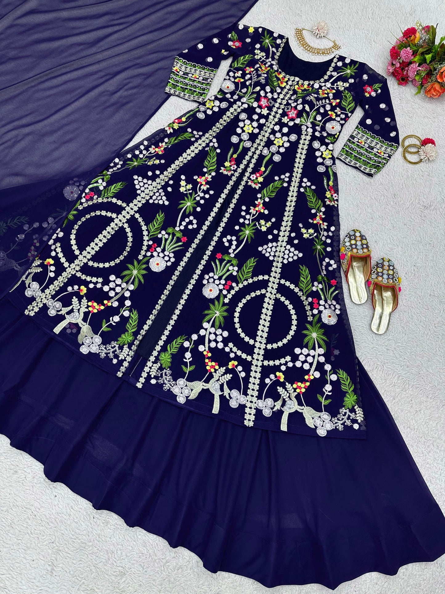 Sequins Work Lehenga Set