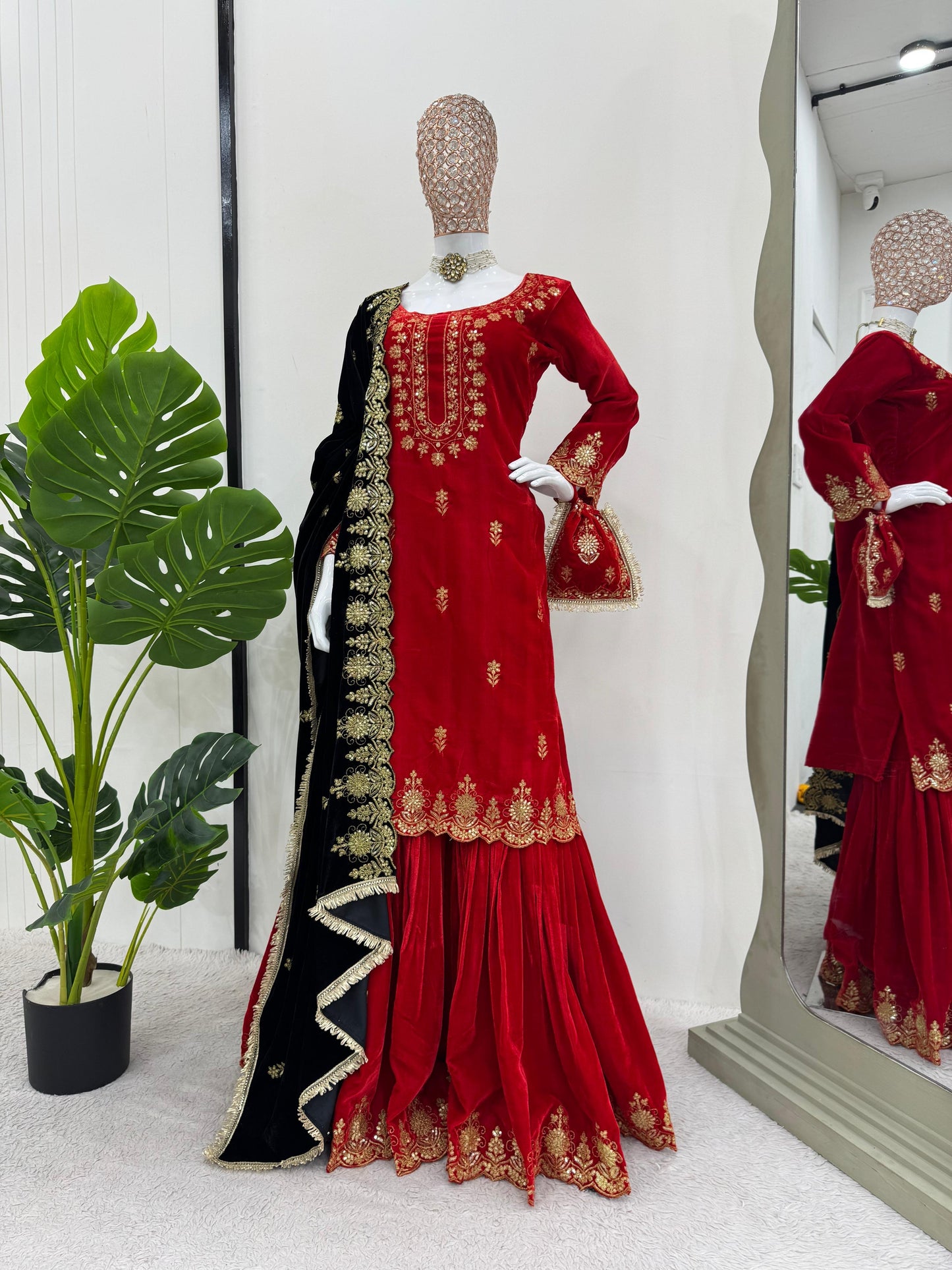 Velvet Sharara Set