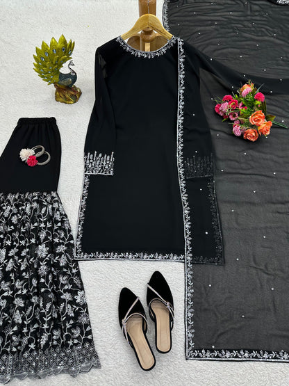 Designer Sharara Set in Black