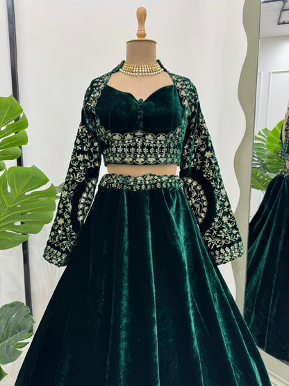 Velvet Lehenga Set