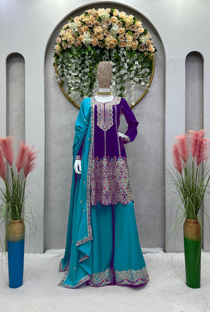 Designer Embroidered Sharara Set