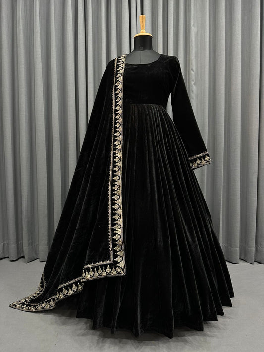 Velvet Anarkali Dress with Dupatta