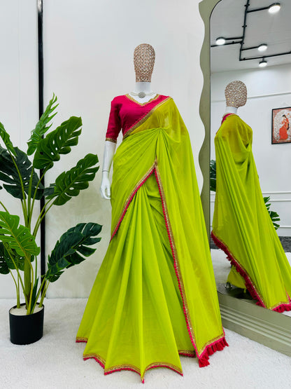 Neon Saree (Green and Pink)