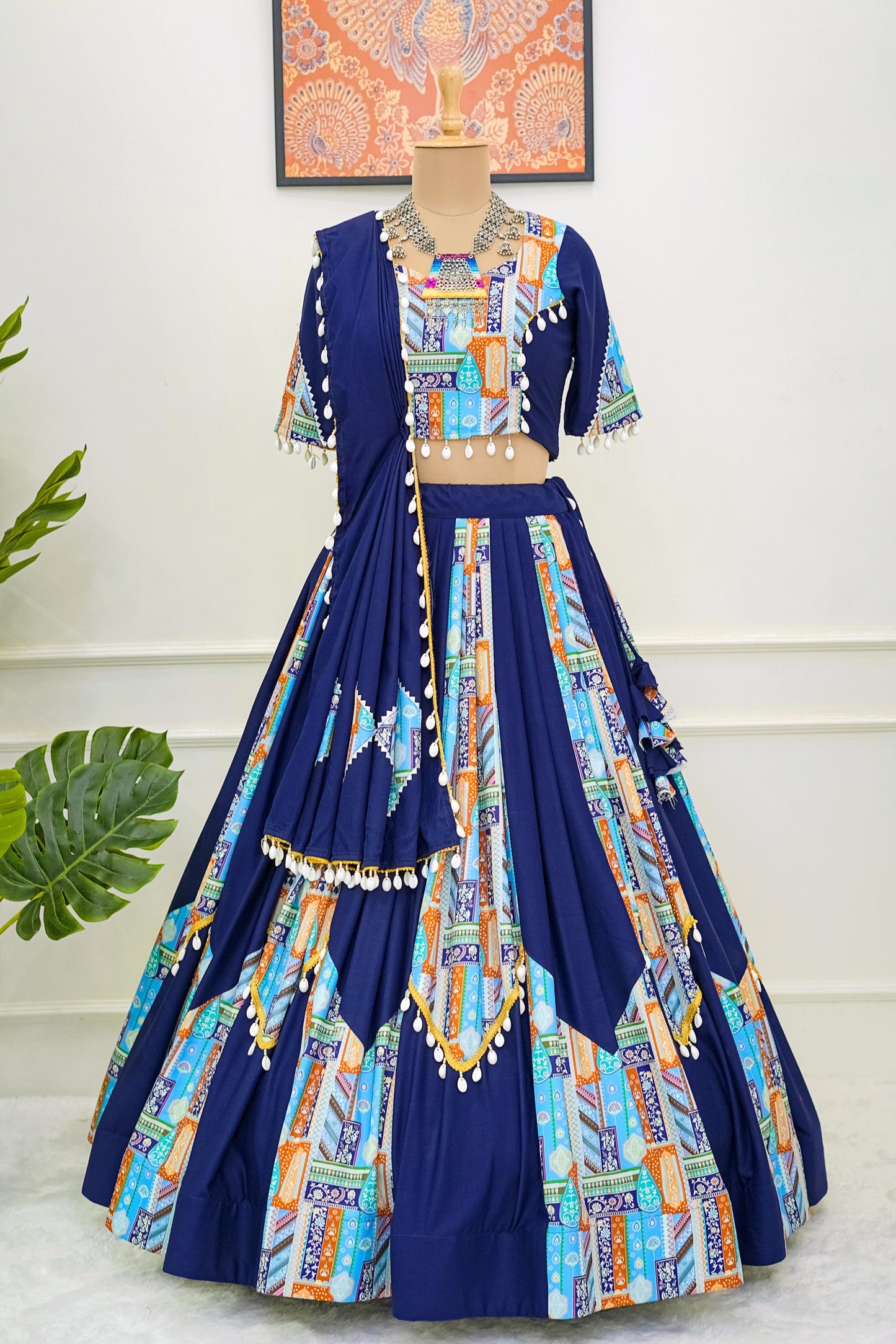 Navratri Special Mashup Lehenga Set - Blue