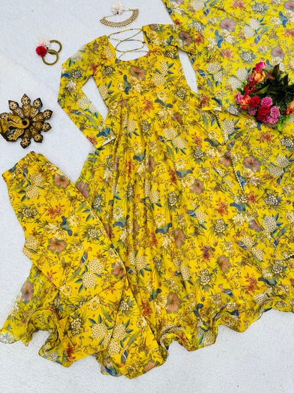 Haldi Special Floral Anarkali Set