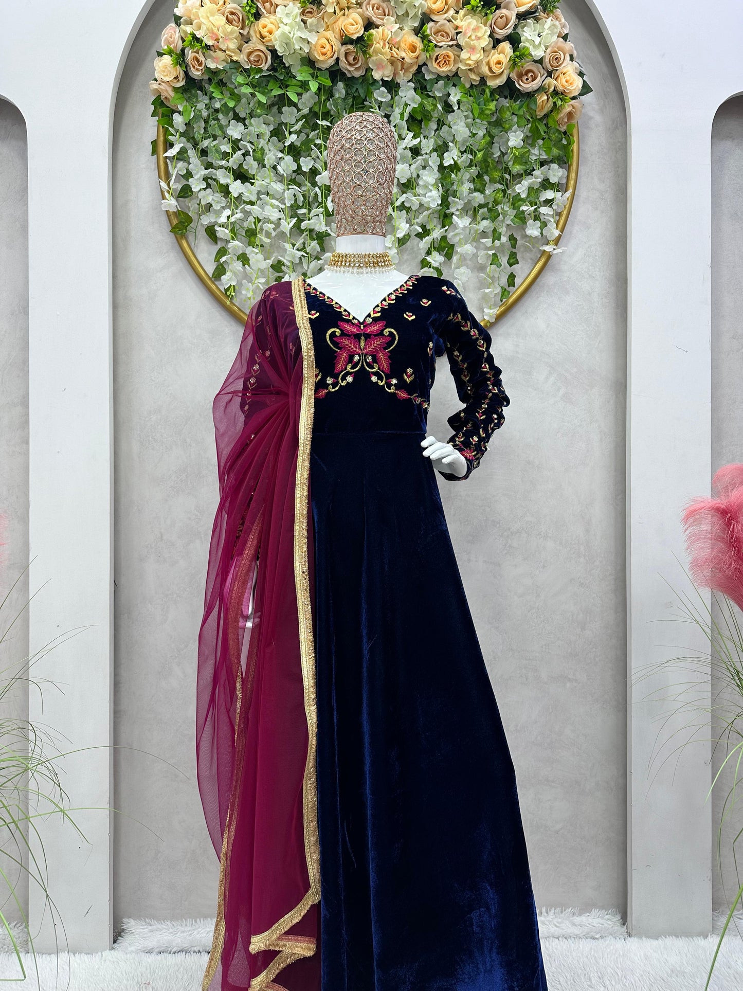 Velvet Embroidered Anarkali