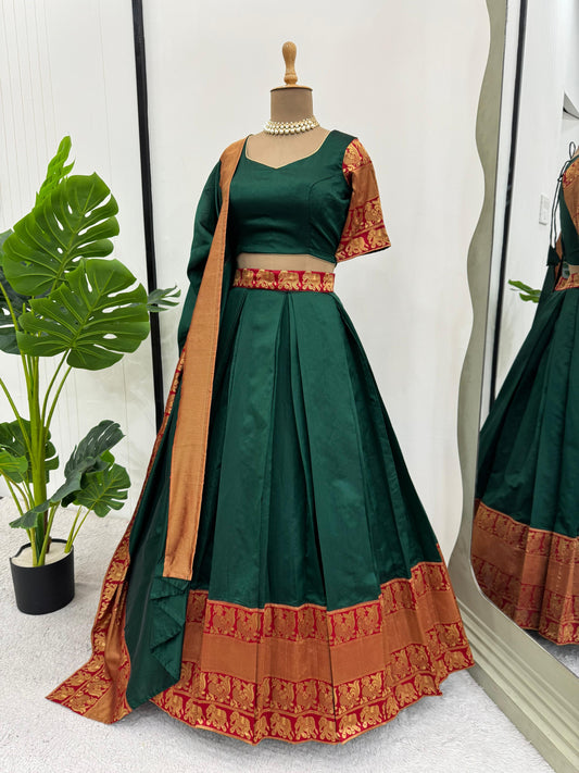 Weaving Work Jacquard Lehenga Set