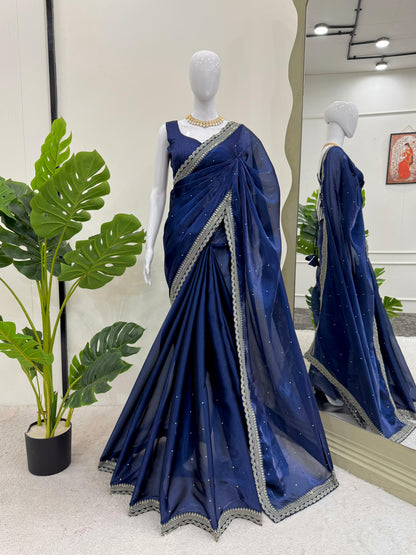 Royal Blue Organza Saree