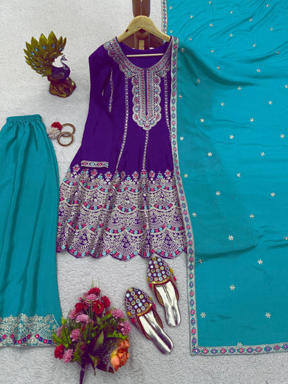 Designer Embroidered Sharara Set