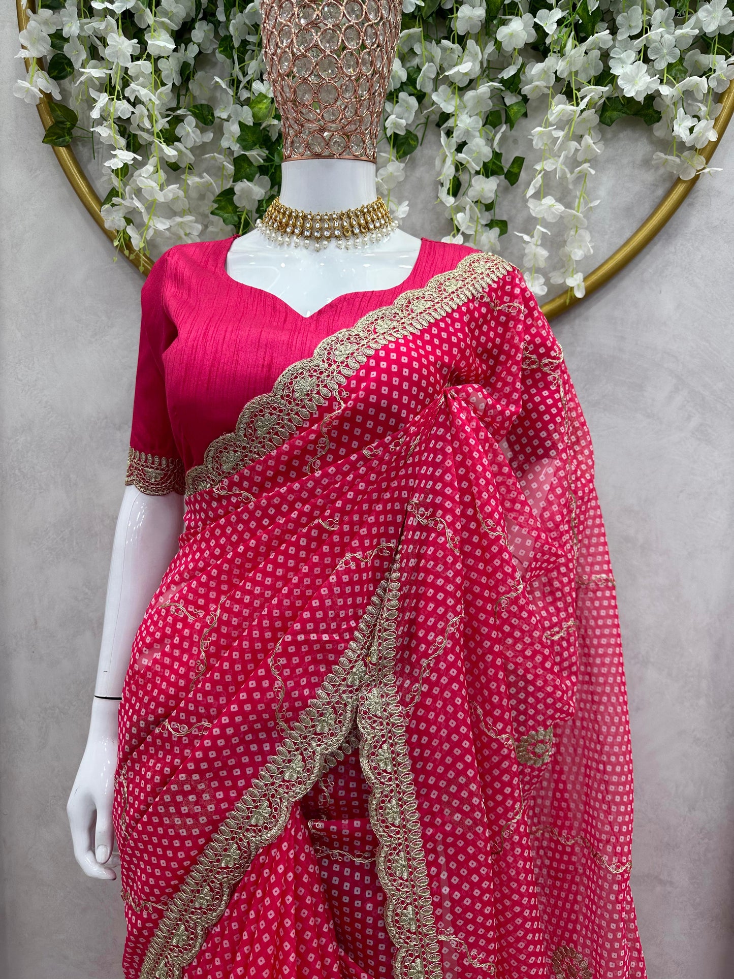 Lace Work Silk Saree