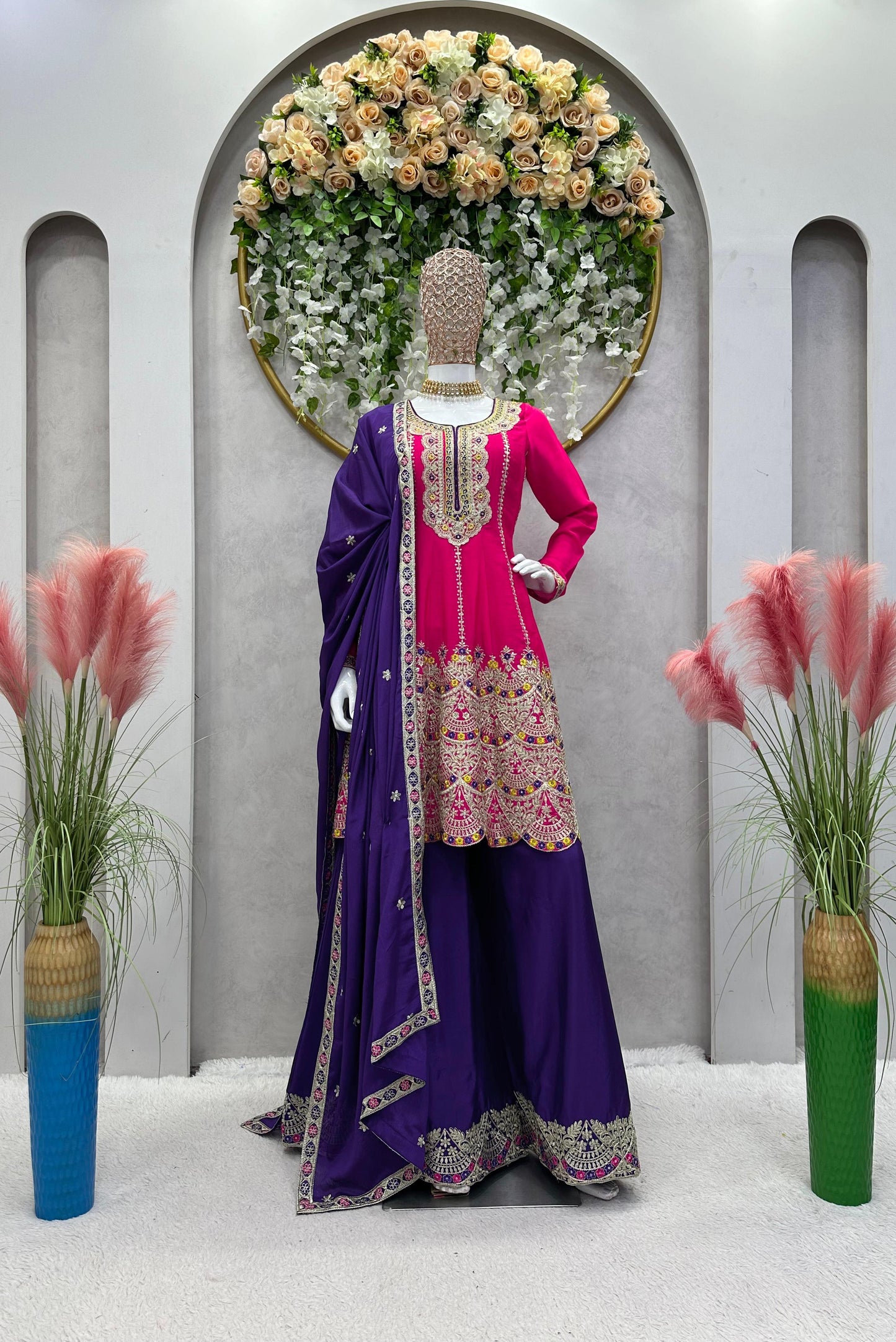 Designer Embroidered Sharara Set