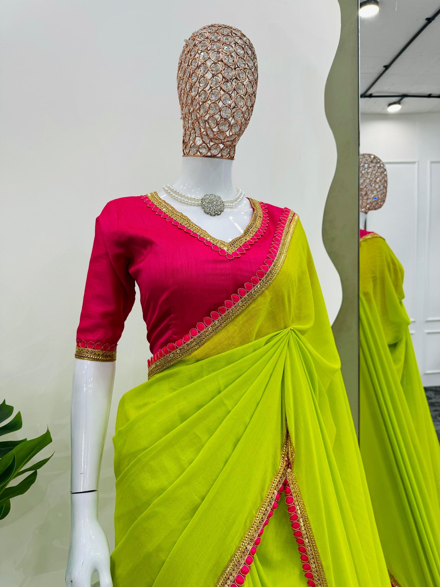 Neon Saree (Green and Pink)