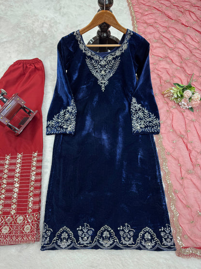 Velvet Kurta Set