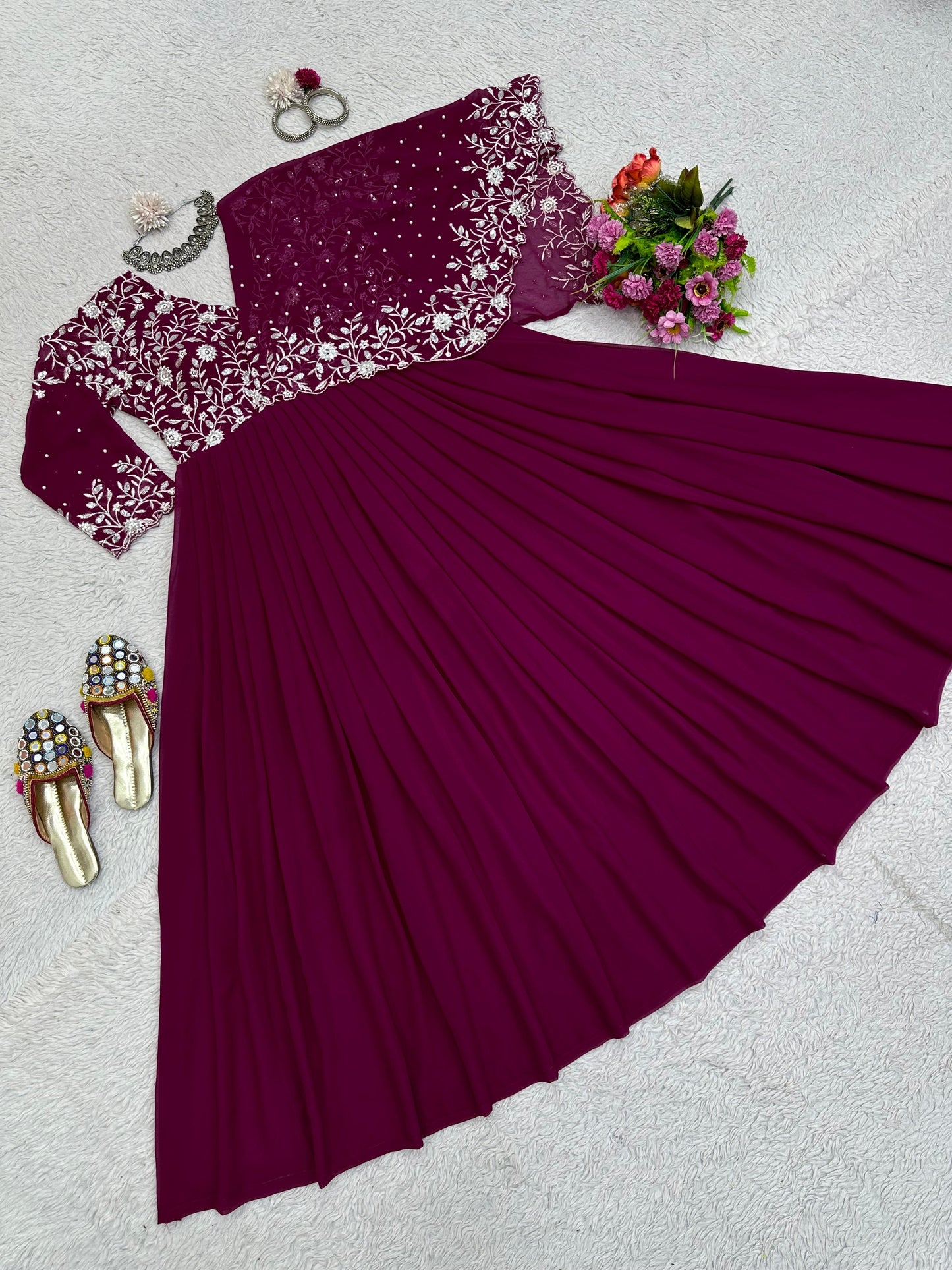 Half Cape Anarkali Gown