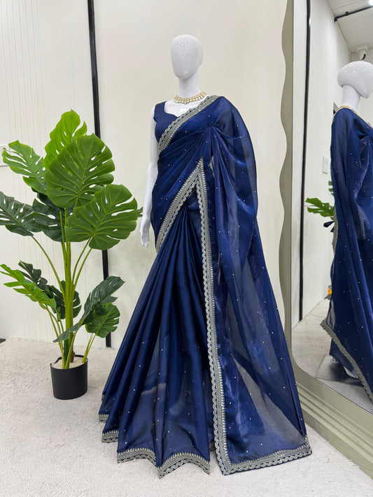 Royal Blue Organza Saree