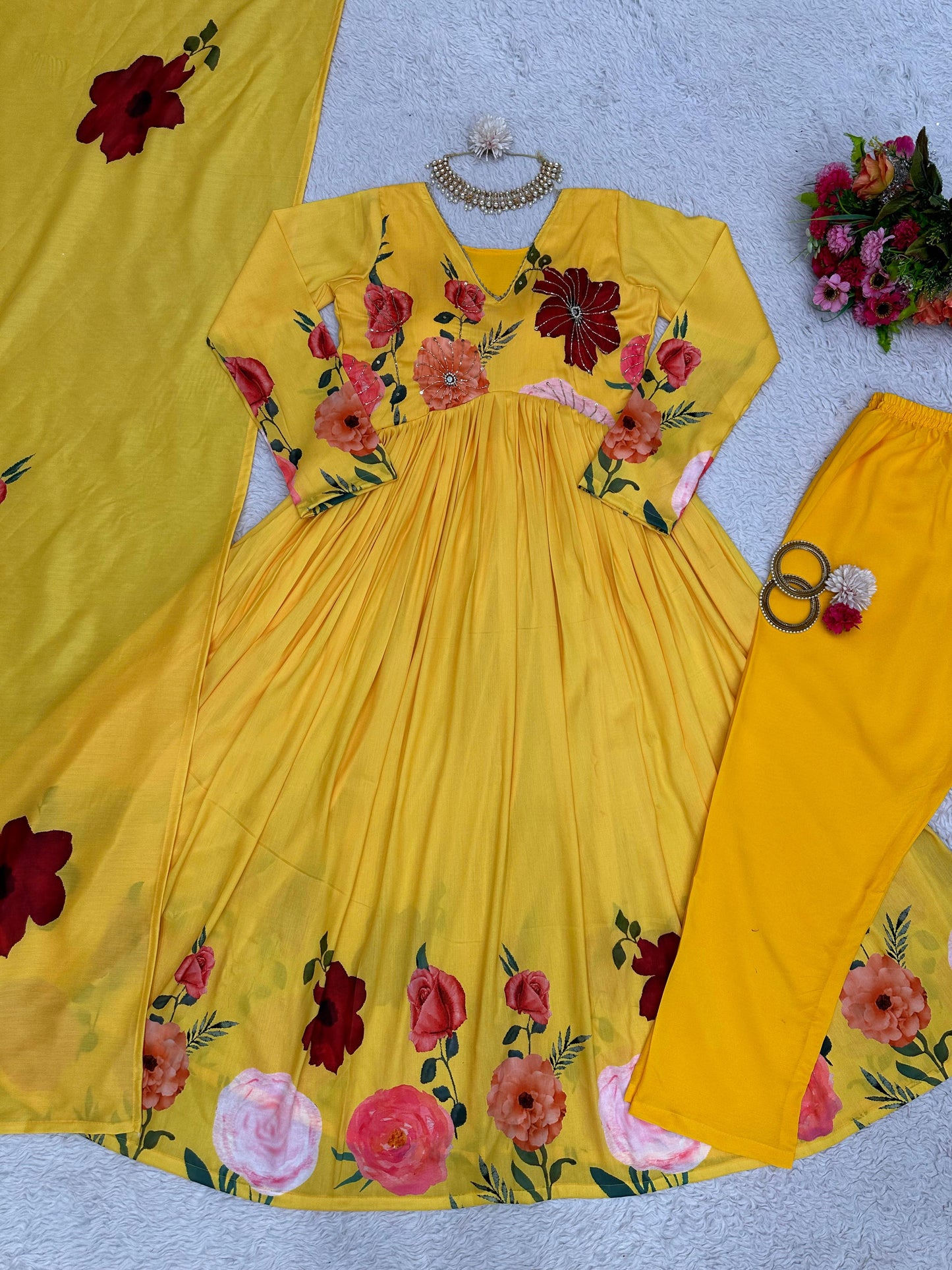 Haldi Special Alia Cut Anarkali Set