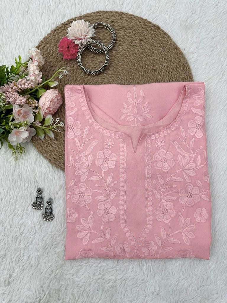 Chikan Rayon Kurta Set