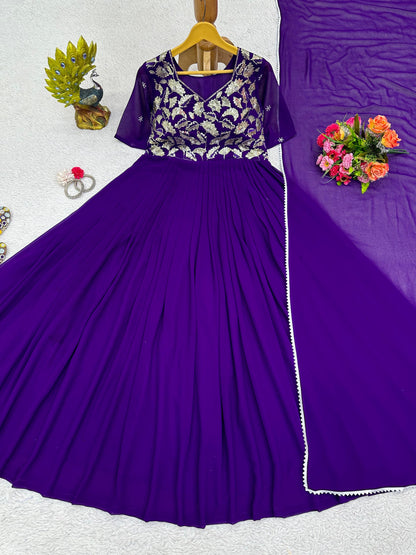 Thread Work Anarkali with Dupatta