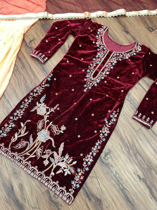 Velvet Sharara Set