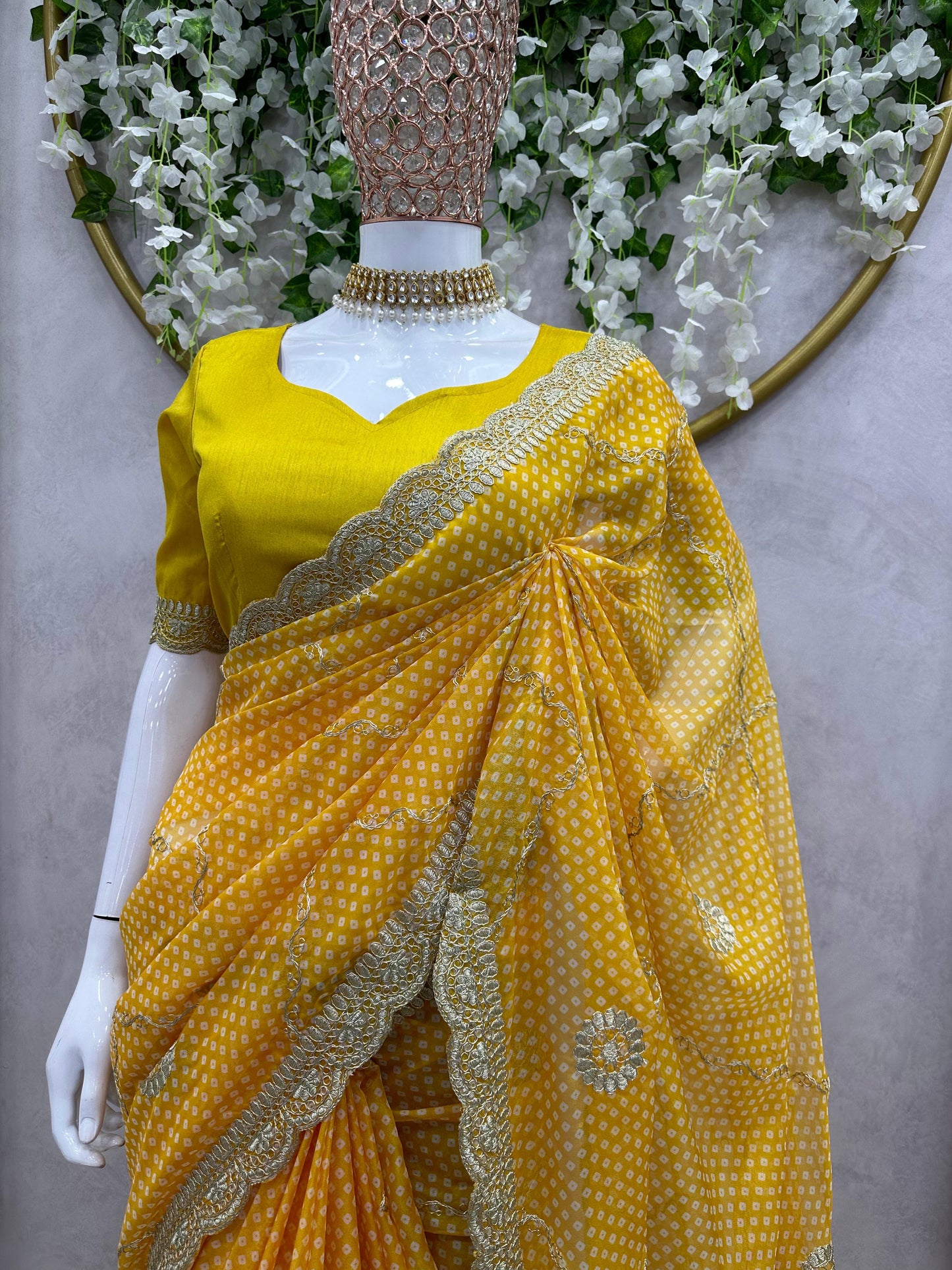 Lace Work Silk Saree